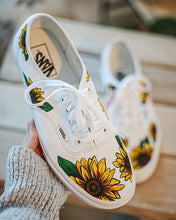 Load image into Gallery viewer, Handpainted Sunflower Lace Up Vans