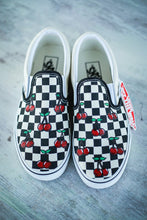Load image into Gallery viewer, Handpainted Cherry Vans - Checkered